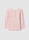 Pink Long Sleeve Cotton Stretch T-shirt with Bow Accent_1