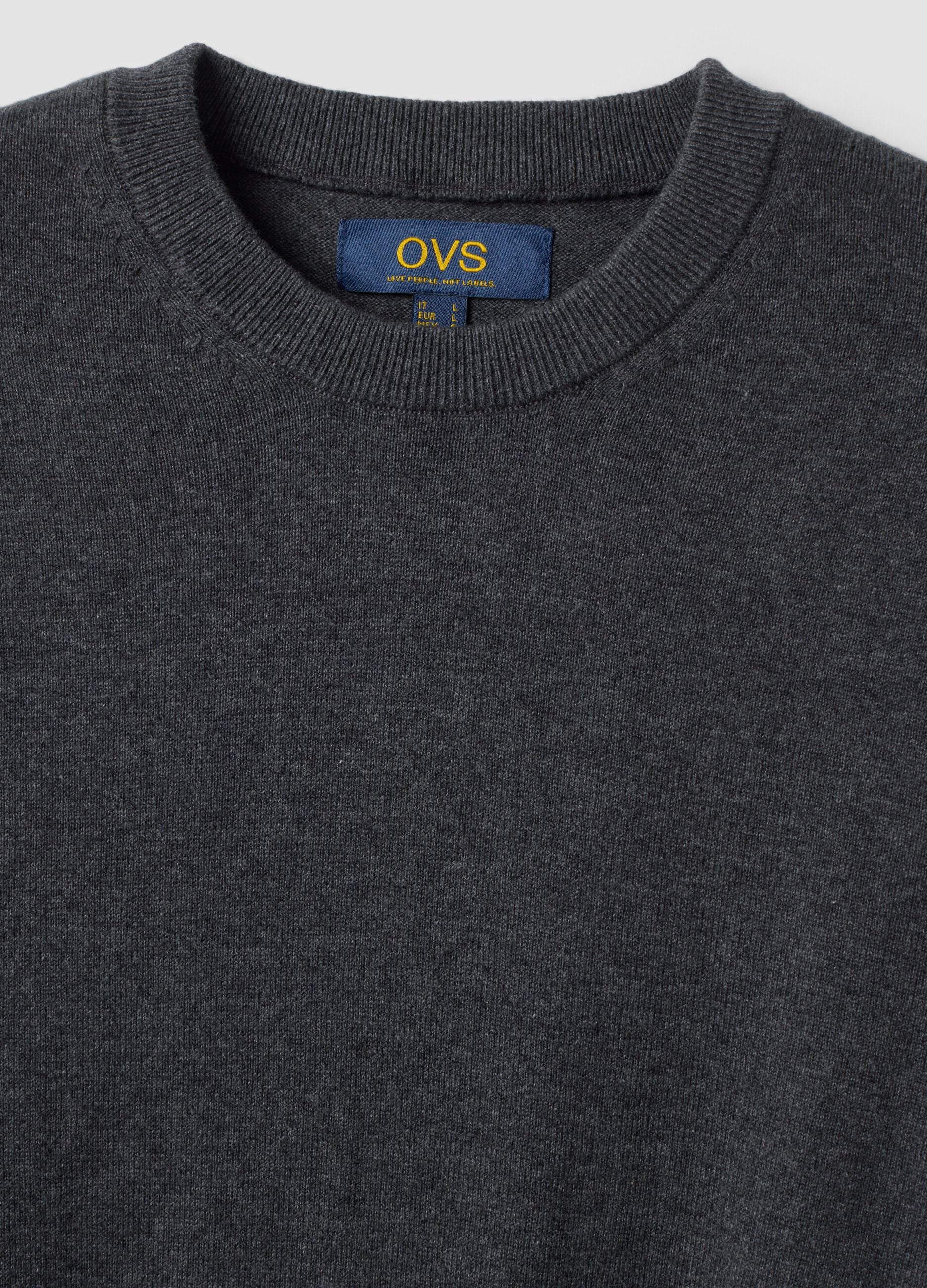 Grey cotton and cashmere blend crew-neck jumper