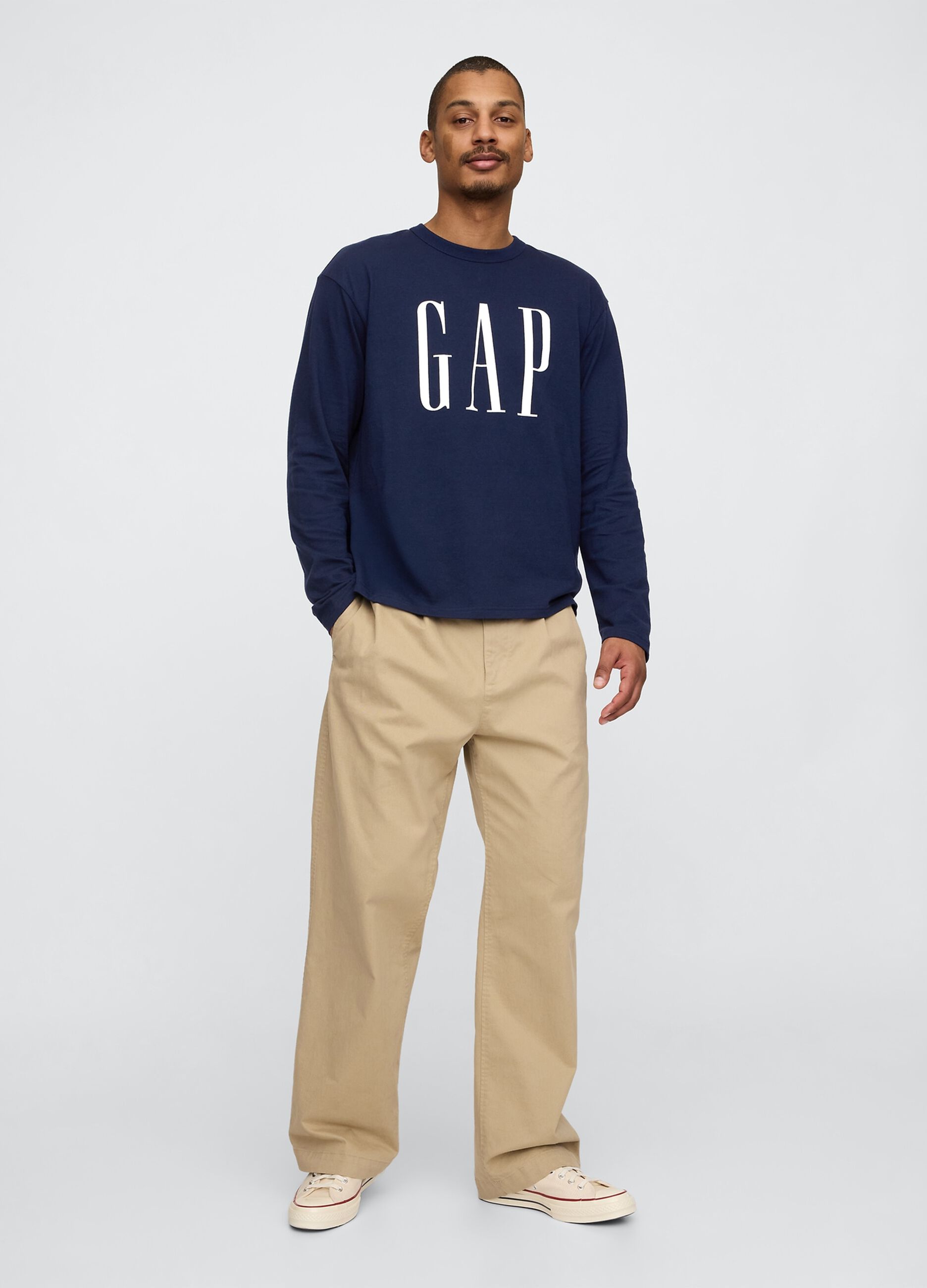Blue Cotton Long Sleeve T-shirt with Gap Logo