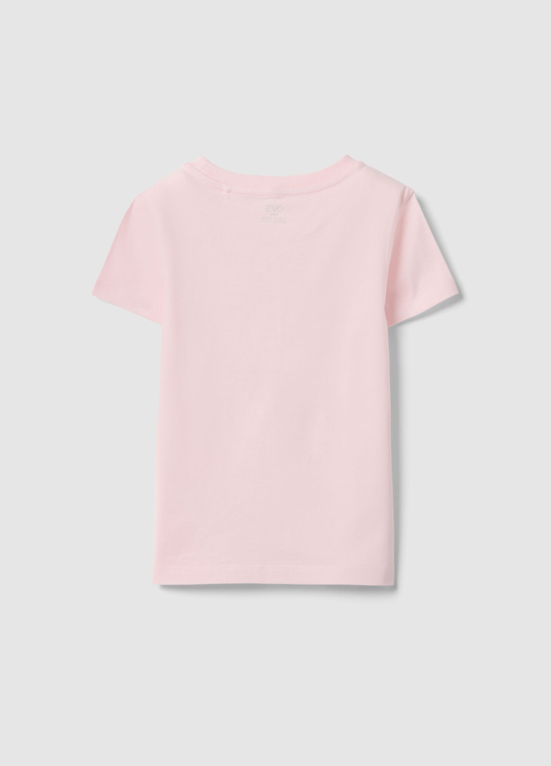 Pink pure cotton regular fit printed t-shirt for girls