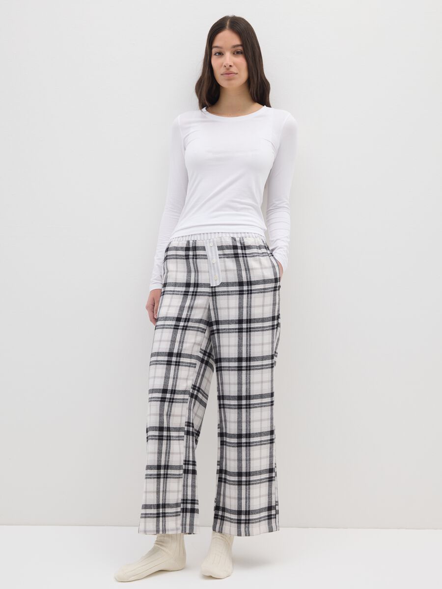 Grey checked flannel pyjama trousers_0