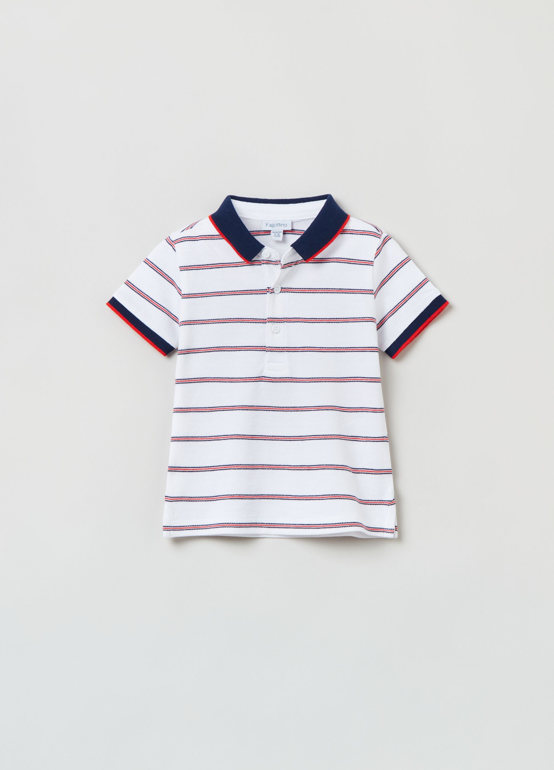 Polo shirt in cotton with stripes print.