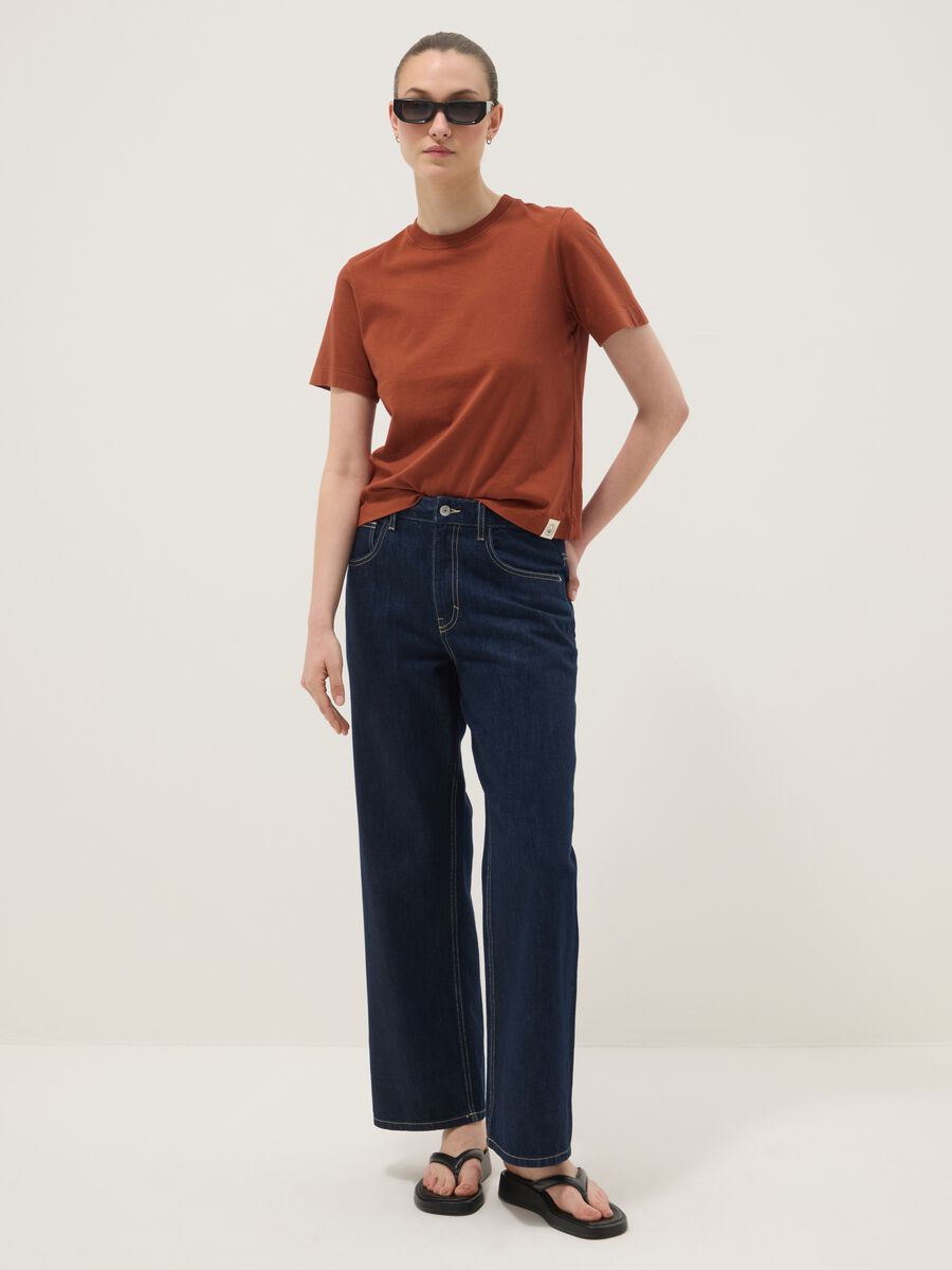 T-shirt rossa a maniche corte in puro cotone regular fit_1