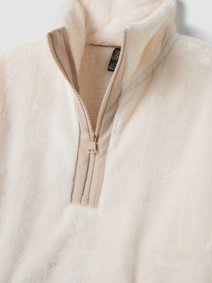 White half-zip pyjama sweatshirt, regular fit_1