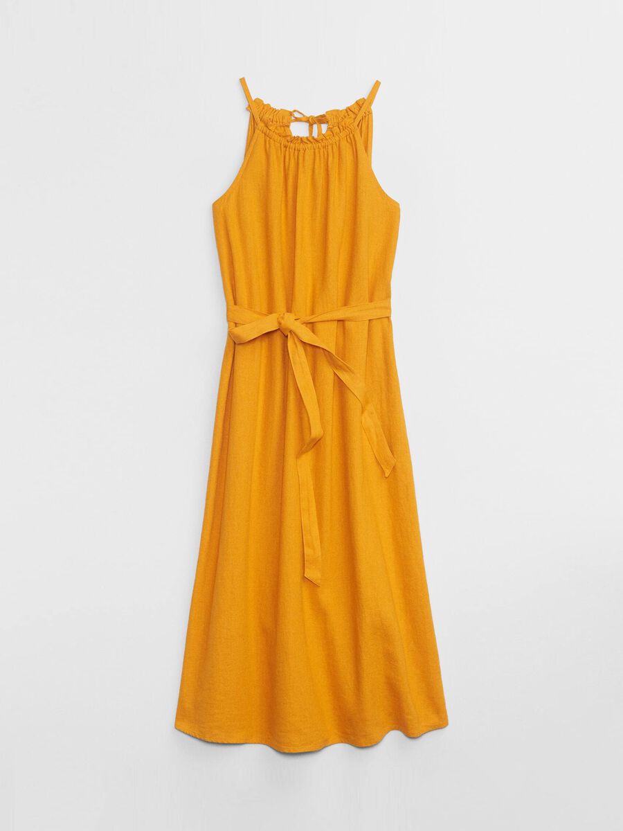 Midi dress in linen and viscose with halter neck_2