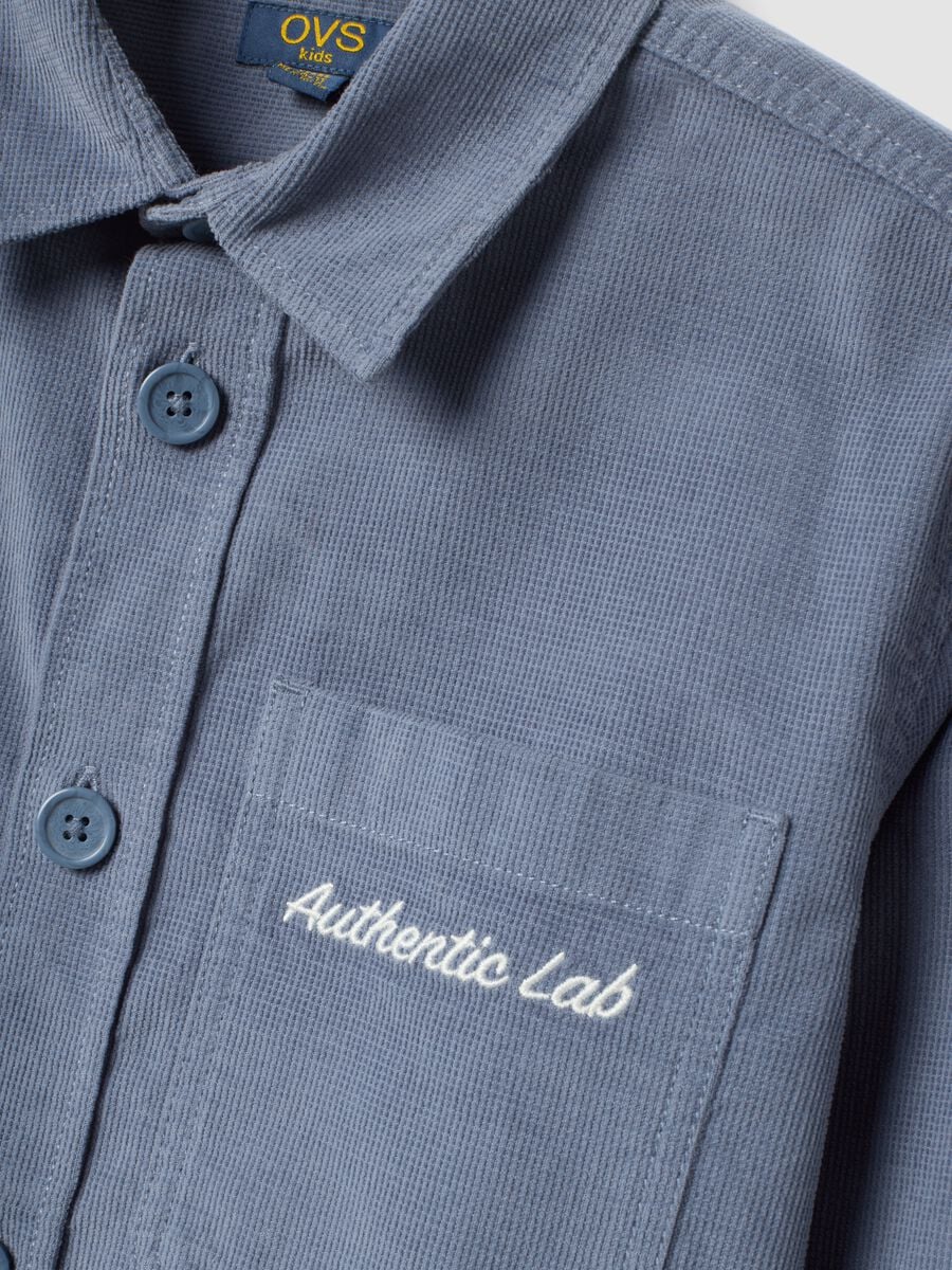 Grey pure cotton shirt with classic collar_1