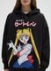 Black regular fit cotton blend sweatshirt with Sailor Moon print_3