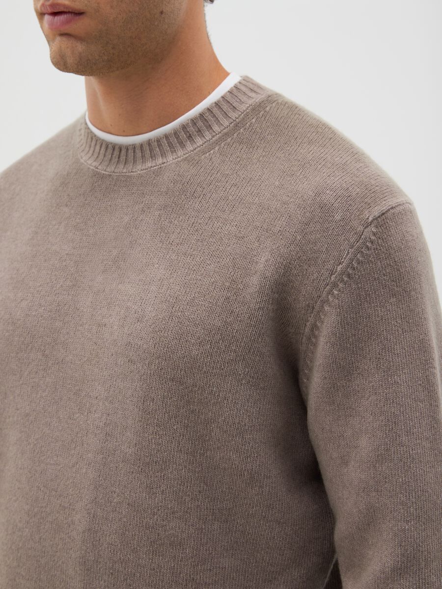 Grey-beige wool-blend regular fit jumper_3