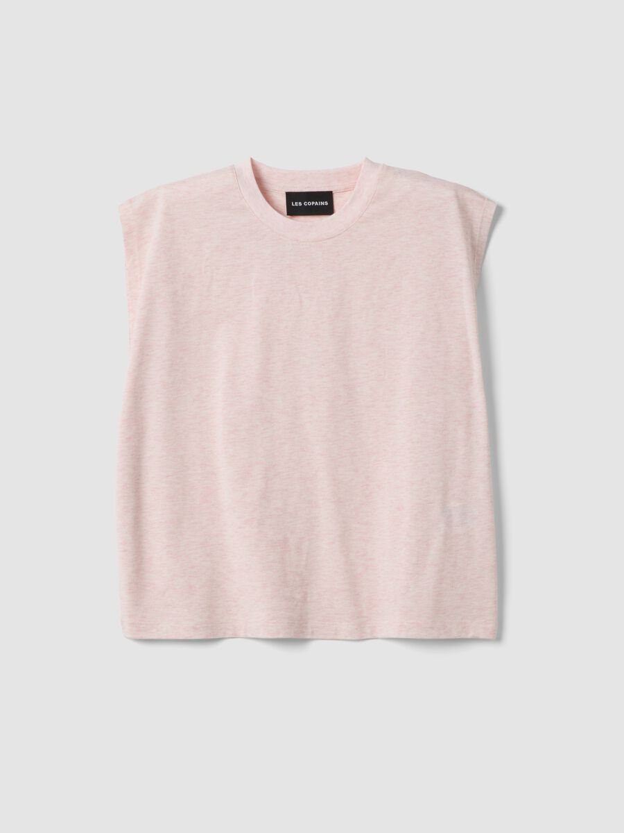 Pink short-sleeve T-shirt in lyocell and cotton blend_0