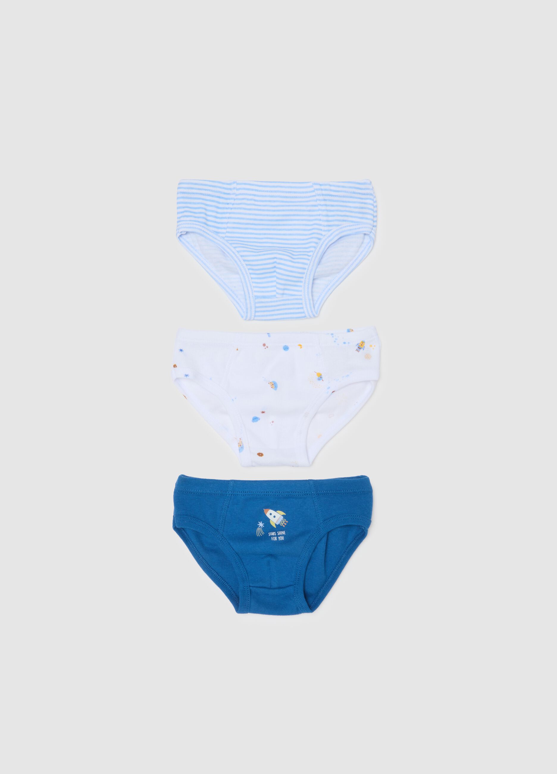 Set of multicolour pure cotton boys' briefs tripack