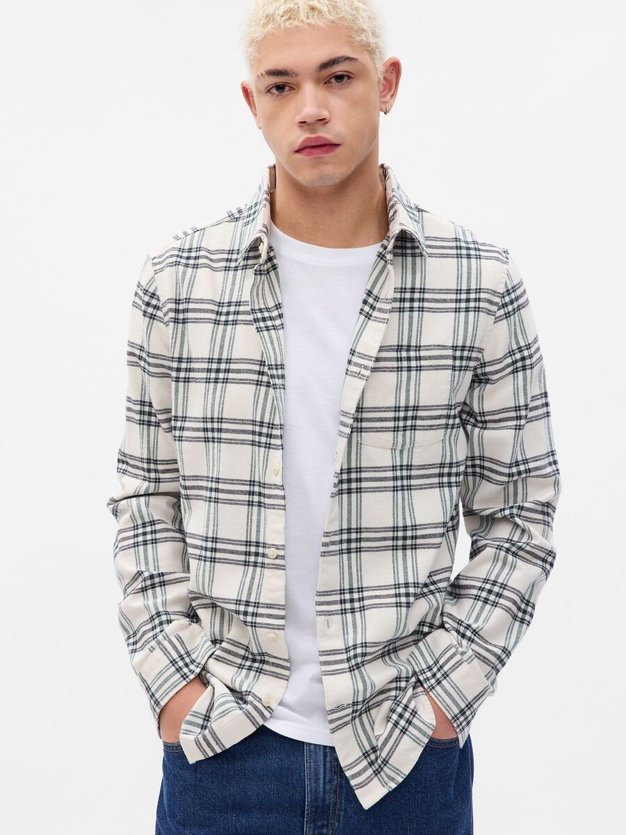 Camicia regular fit in flanella fantasia check_0