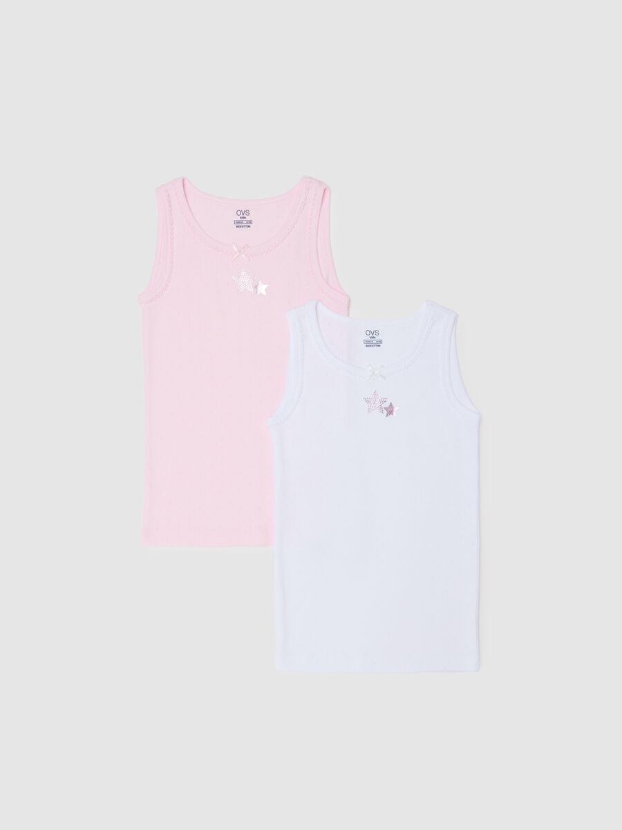 Girls' twin pack vests in pure multicoloured cotton regular fit_0