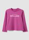 Girls' pink organic cotton T-shirt with front slogan_0