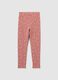 Leggings skinny da bambina in cotone rosa con stampe floreali_1