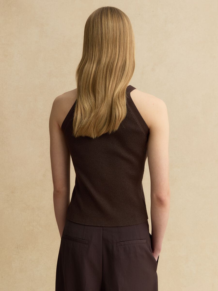 Tank top fitted in misto viscosa marrone_3