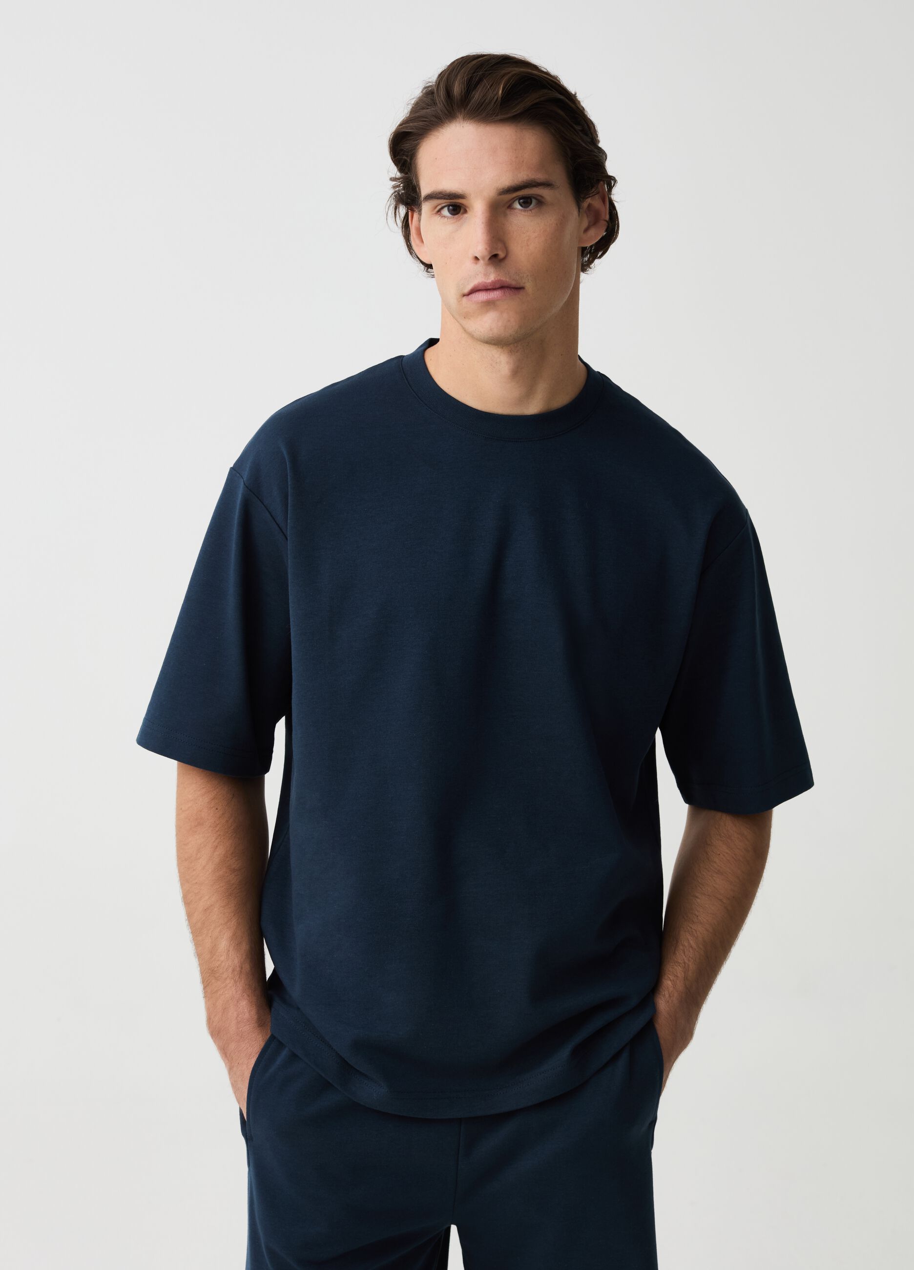 Boxy-fit T-shirt with round neck