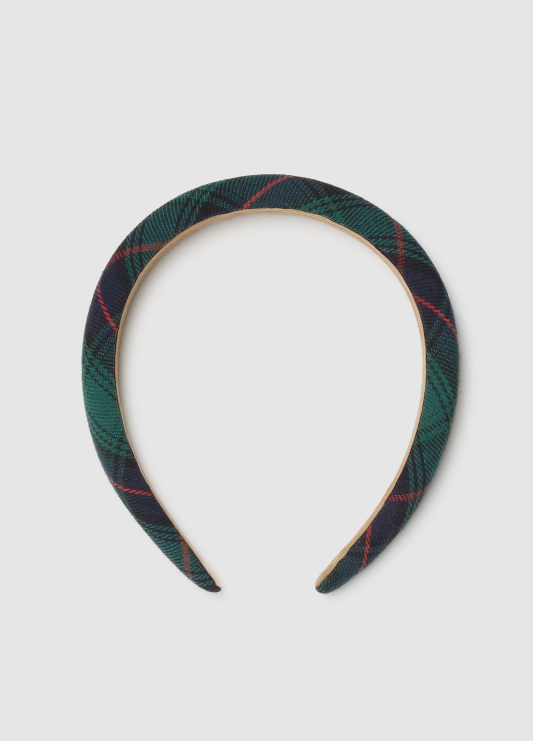 Multicolour headband with tartan pattern