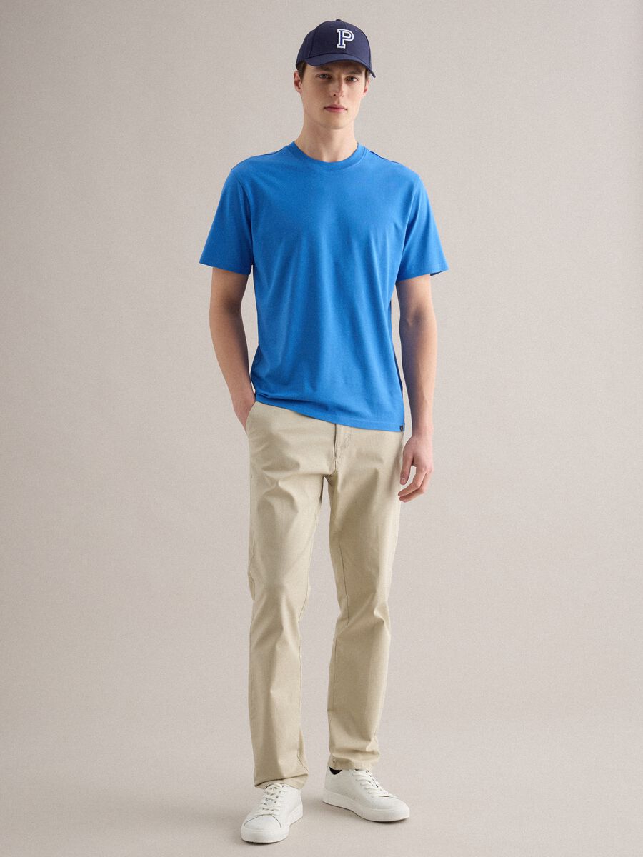 Blue pure cotton crew neck T-shirt relaxed fit_1