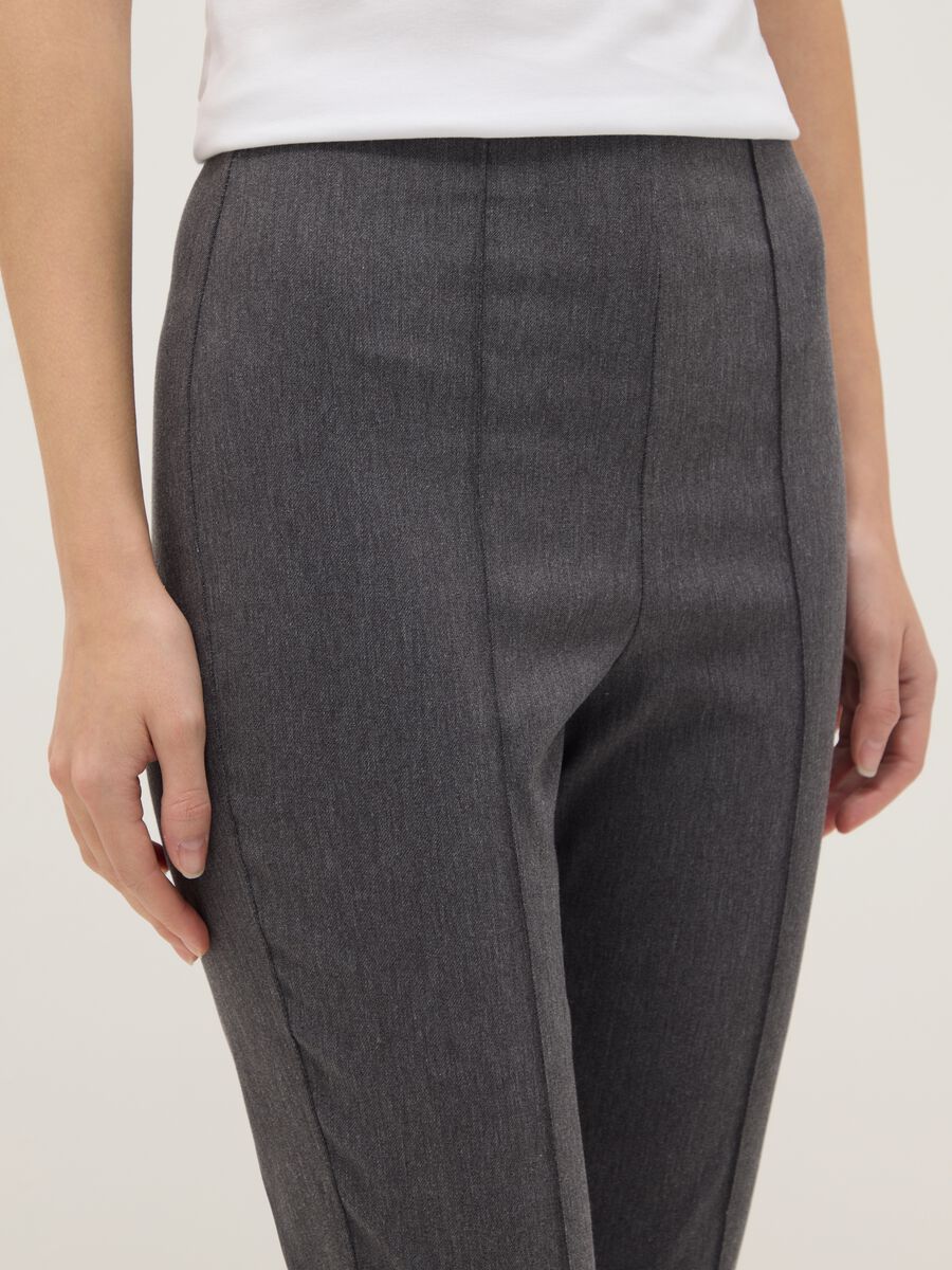 Grey Slim Fit Treggings Trousers_3