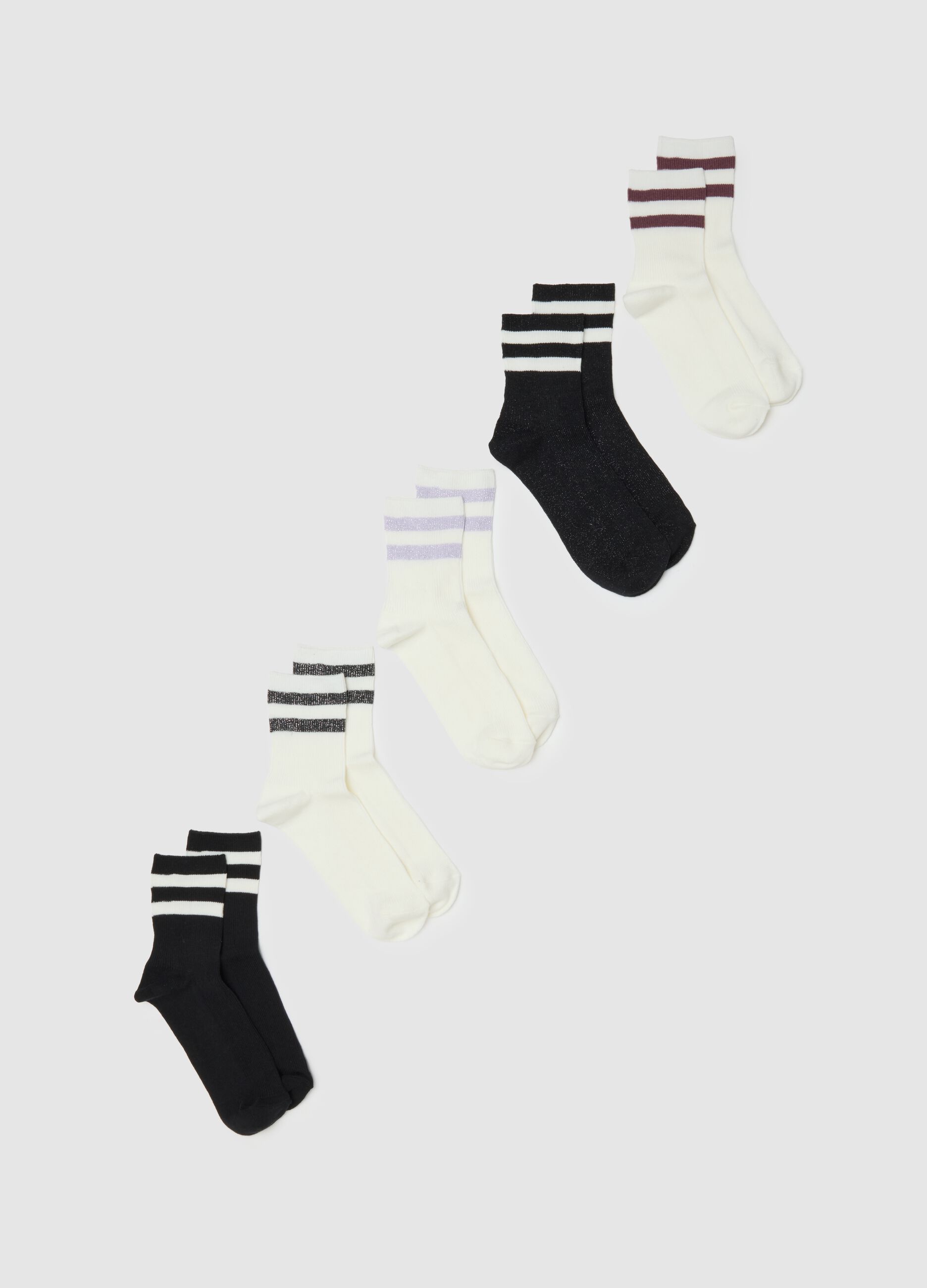 Multipack of regular fit multicoloured striped cotton blend socks