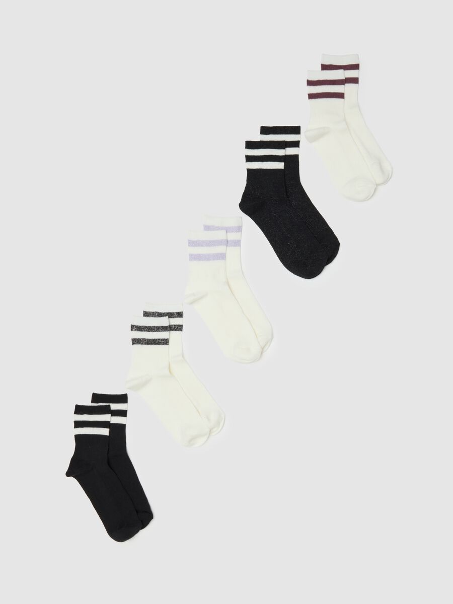 Multipack of regular fit multicoloured striped cotton blend socks_0