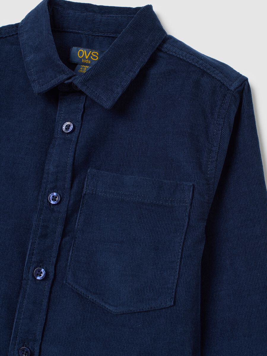 Blue pure cotton children's shirt regular fit_2