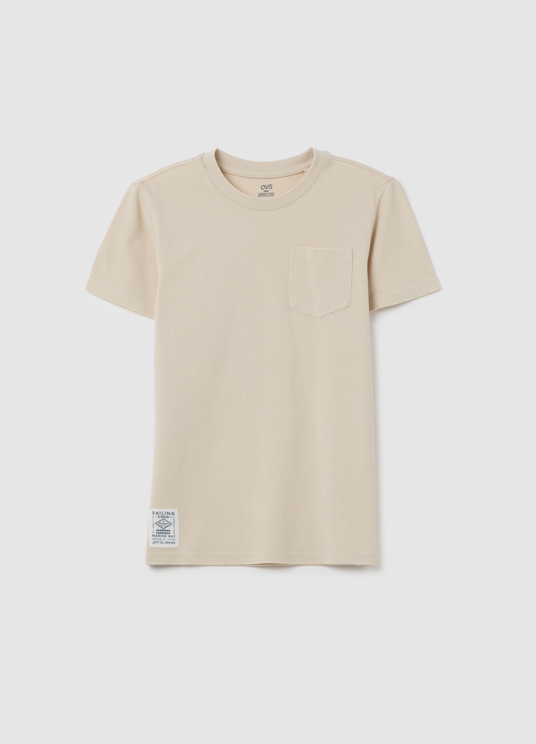Boys' beige pure cotton T-shirt regular fit