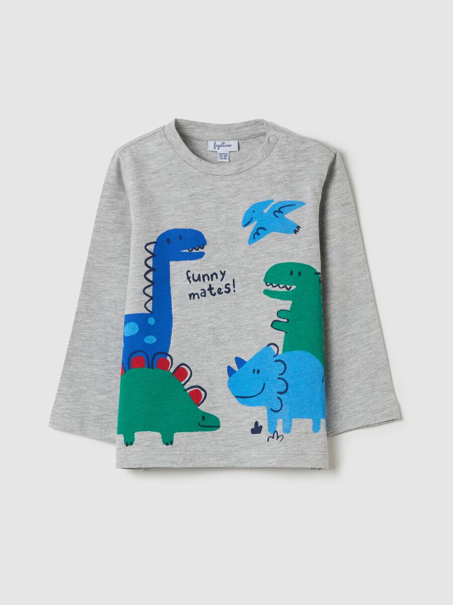T-shirt with dinosaur print and long sleeves_0