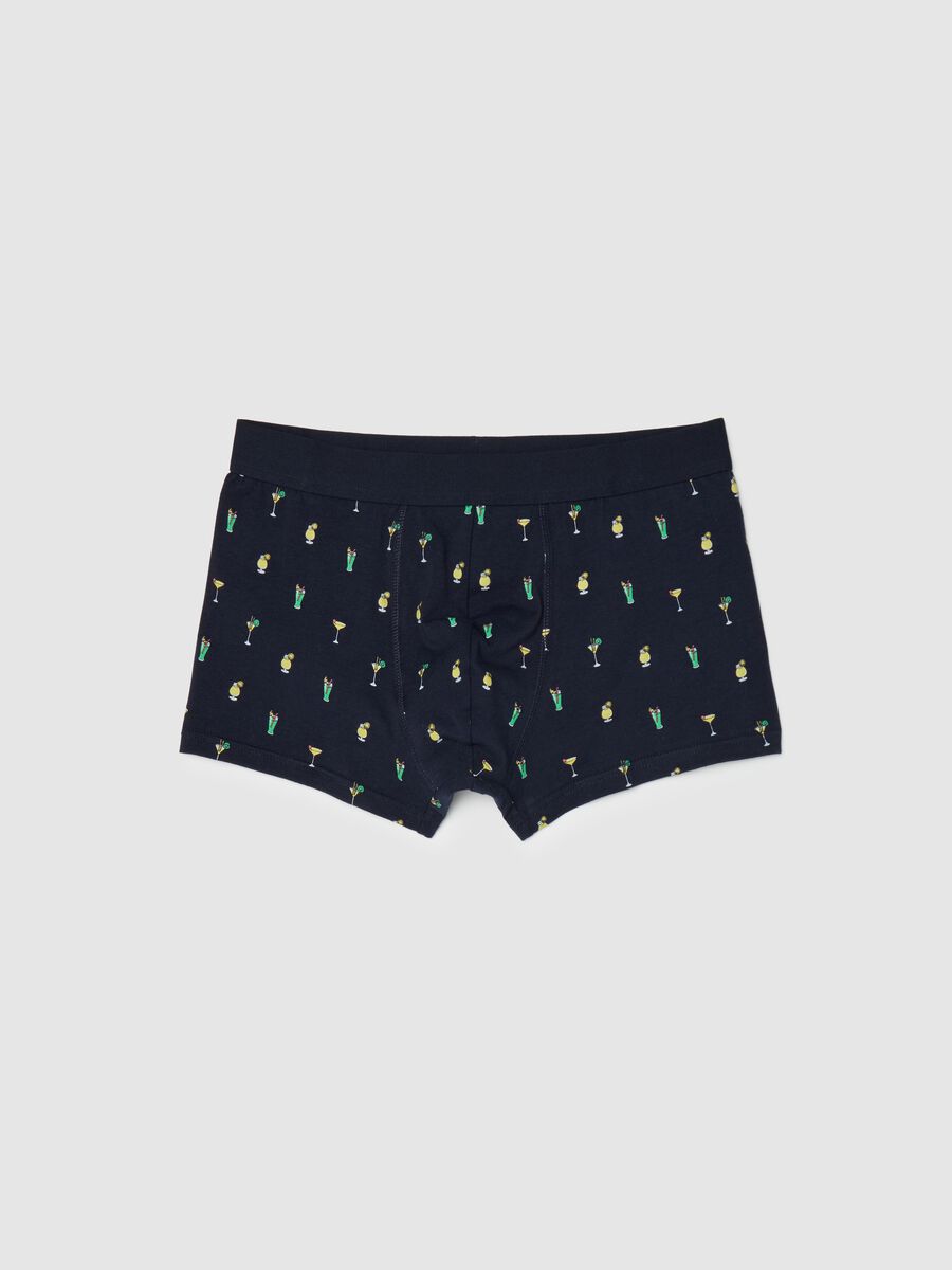 Midi boxer shorts in stretch cotton with pattern._4