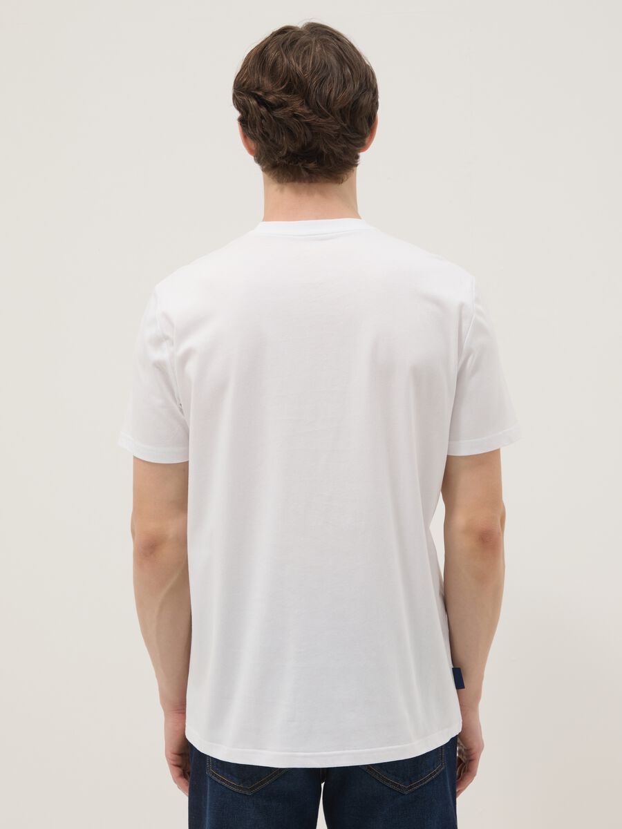 White pure cotton T-shirt with front print, regular fit_3