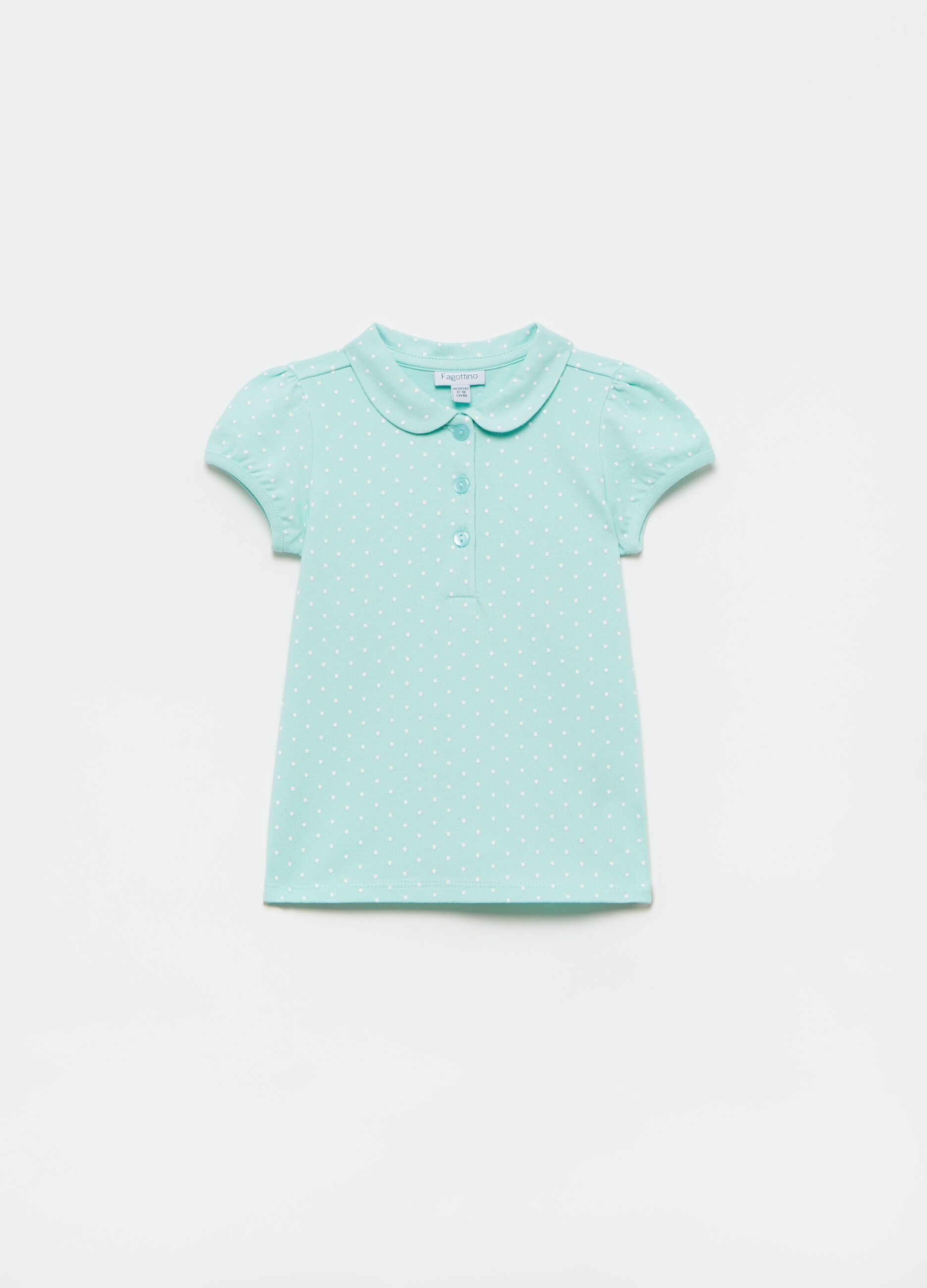 Polo shirt in polka dot piquet cotton
