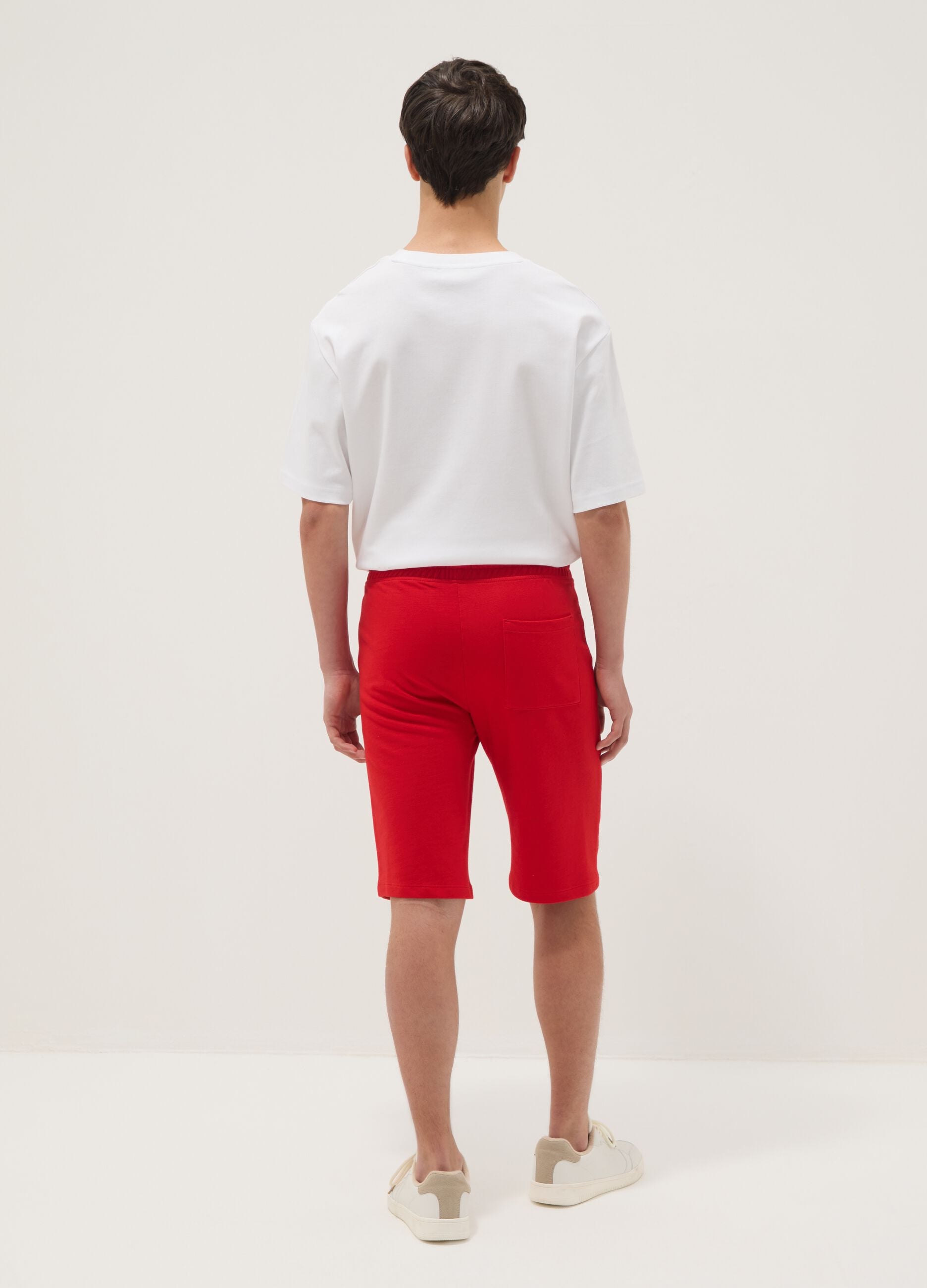 Boys&rsquo; red cotton-blend comfort-fit shorts