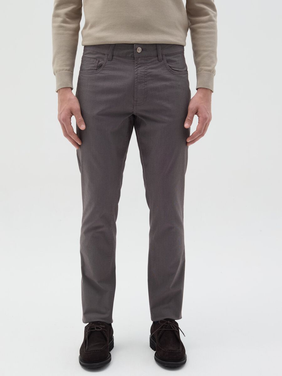 Stretch slim-fit trousers with five pockets_1
