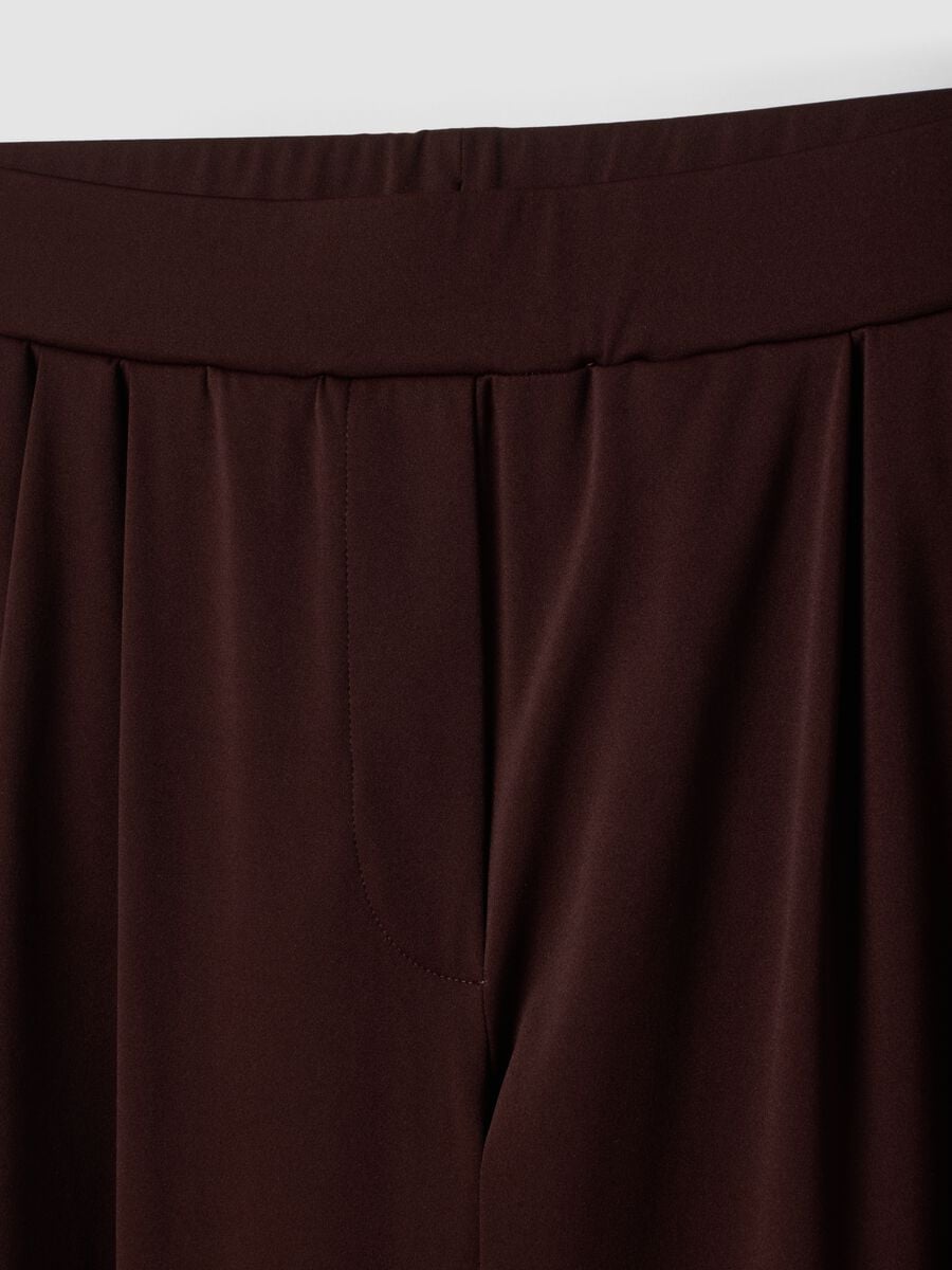 Pantaloni marroni in tessuto elasticizzato wide leg_7