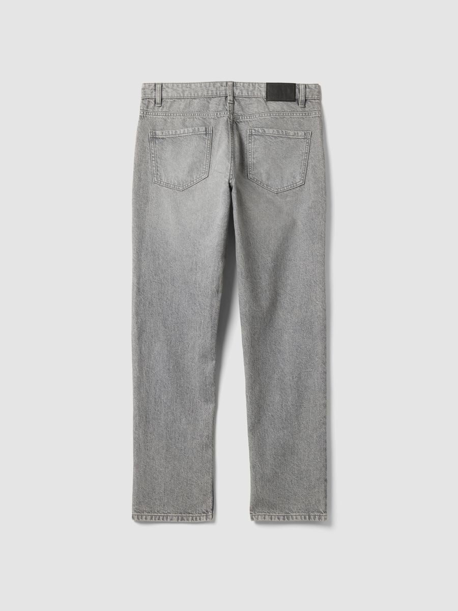Grey regular-fit denim jeans in pure cotton_1