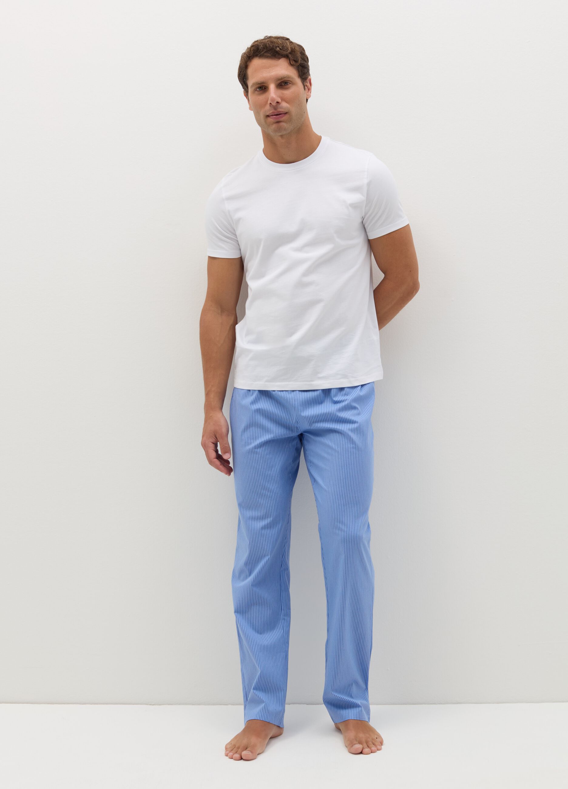 Pyjama trousers with print in cotton