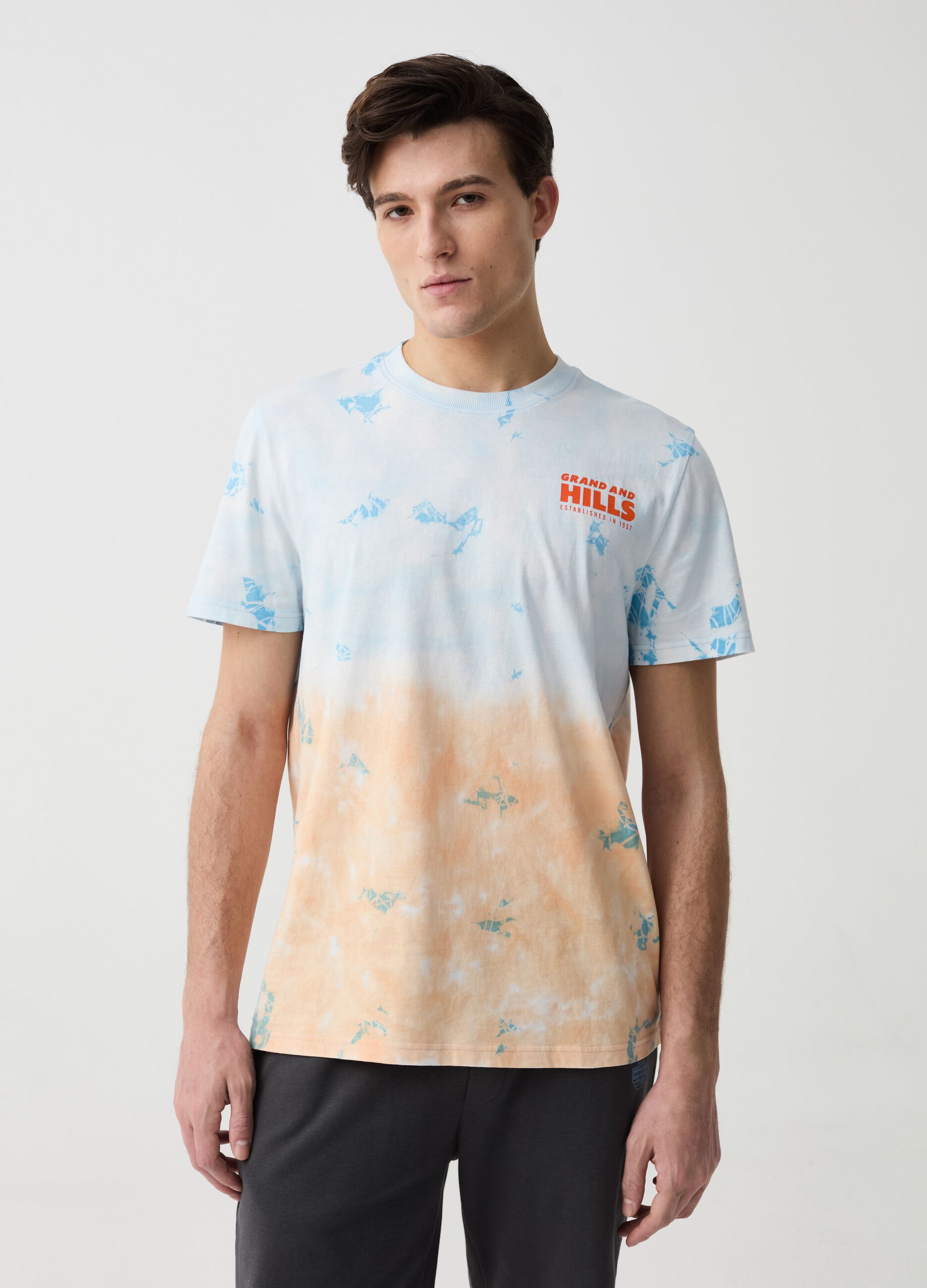 Tie-dye T-shirt with print