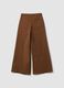 Brown wide-leg stretch cotton trousers_6