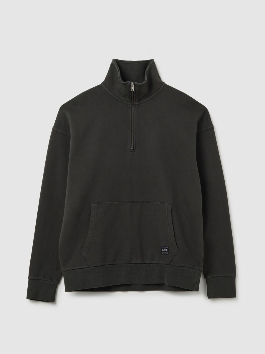 Felpa in puro cotone nera regular fit_0