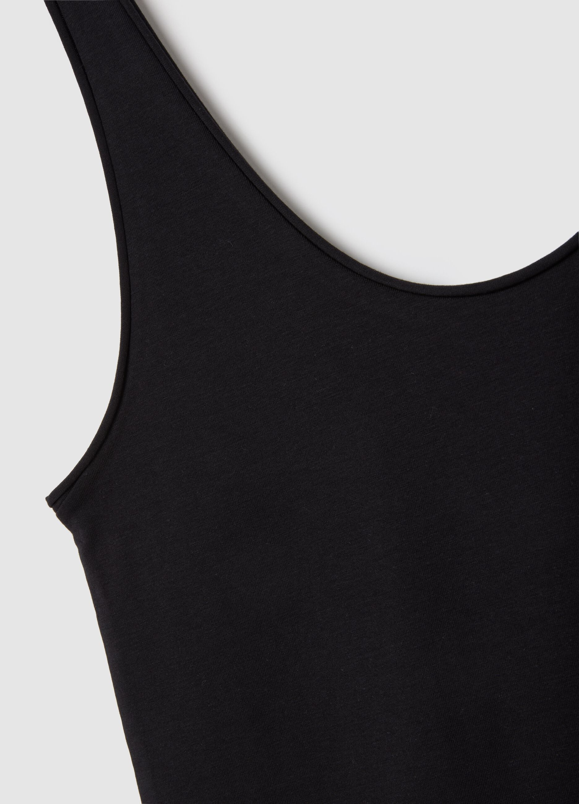 Women's Black Stretch Cotton Tank Top Regular Fit