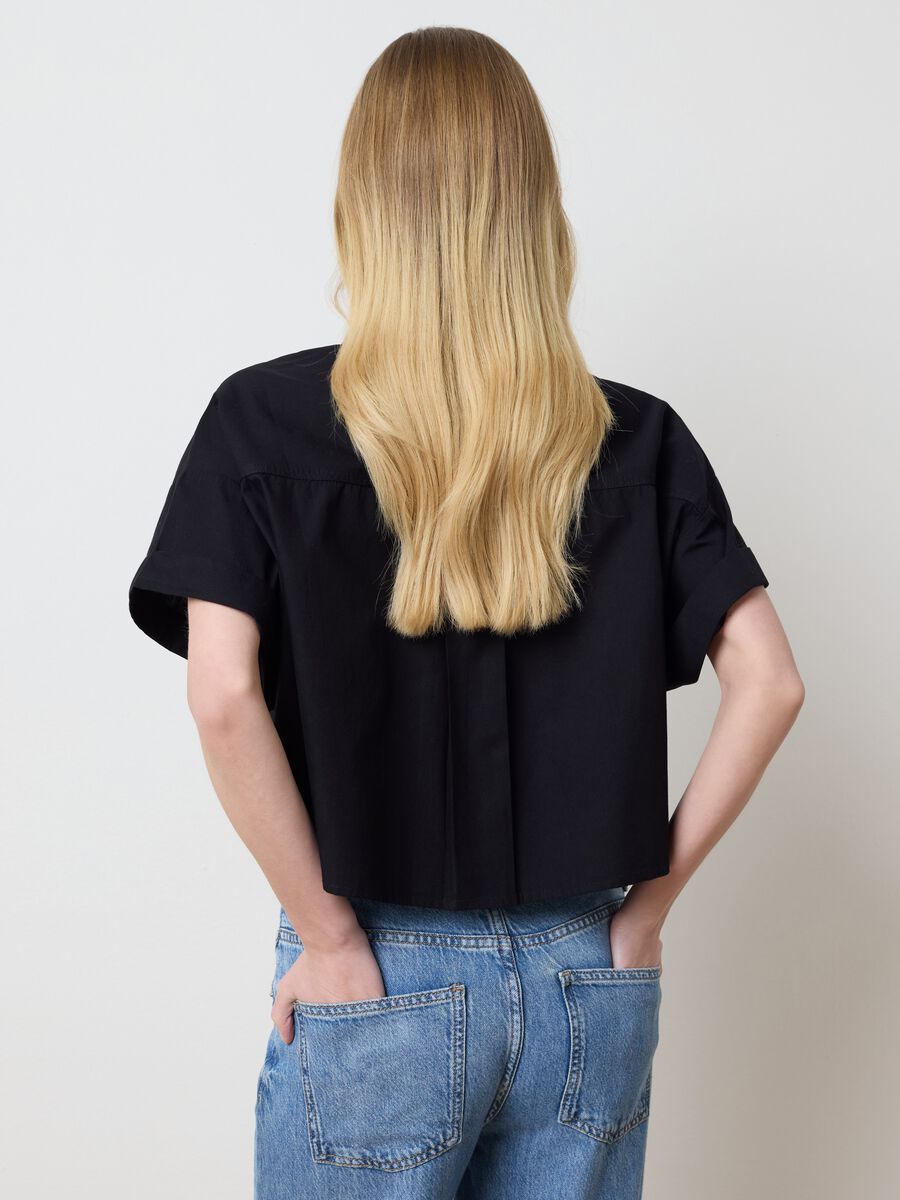 Black short-sleeved shirt in cotton_3