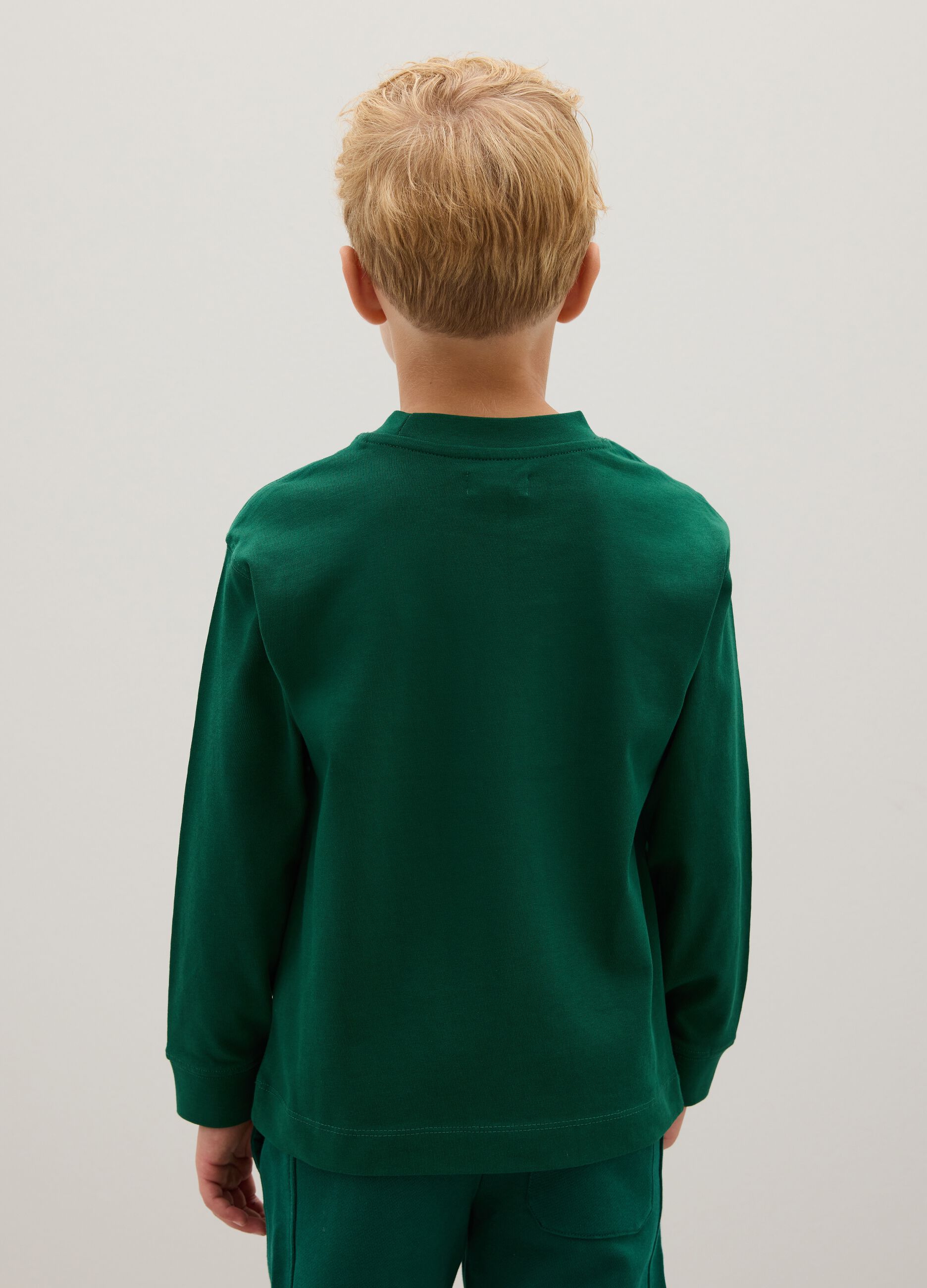 Maglietta da bambino in puro cotone verde regular fit