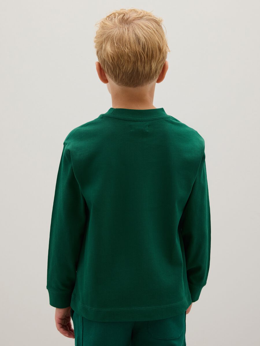 Maglietta da bambino in puro cotone verde regular fit_1
