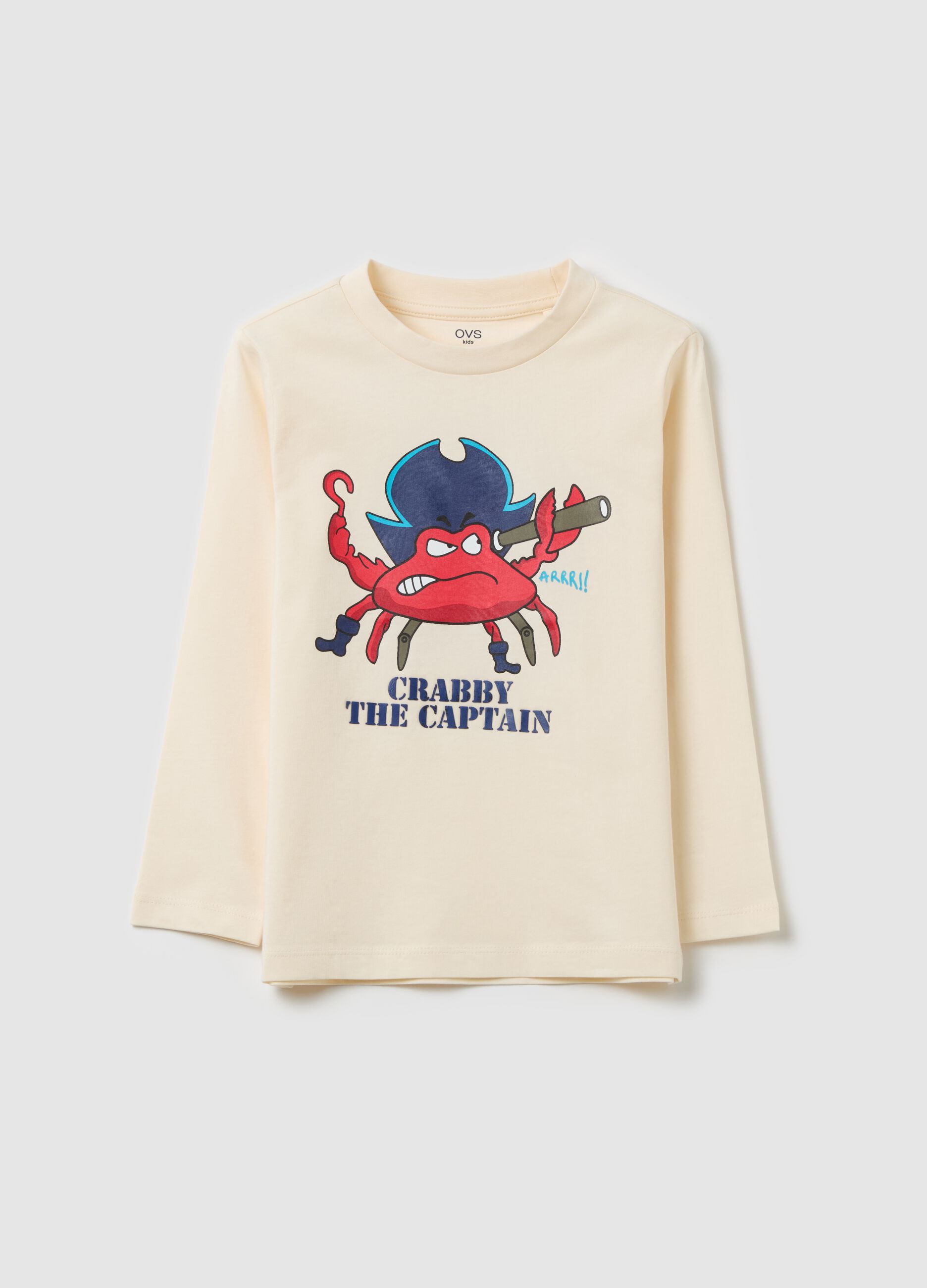 T-shirt maniche lunghe stampa "Crabby the Captain"