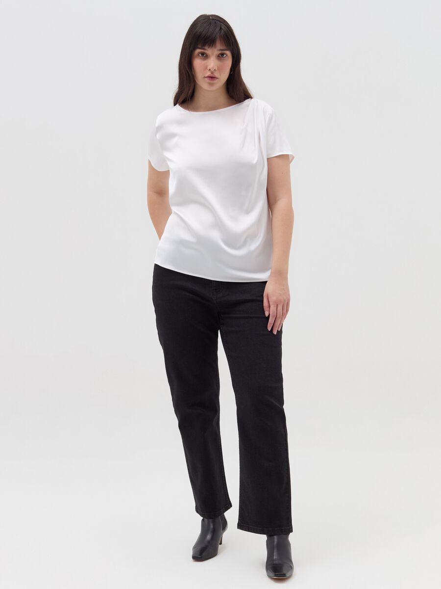 Blusa in tessuto combinato Curvy_1