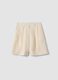 Beige Regular Fit Lyocell and Linen Blend Shorts_4