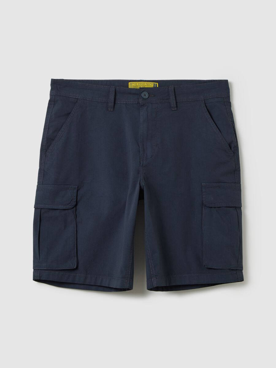 Bermuda da uomo in cotone blu regular fit_0