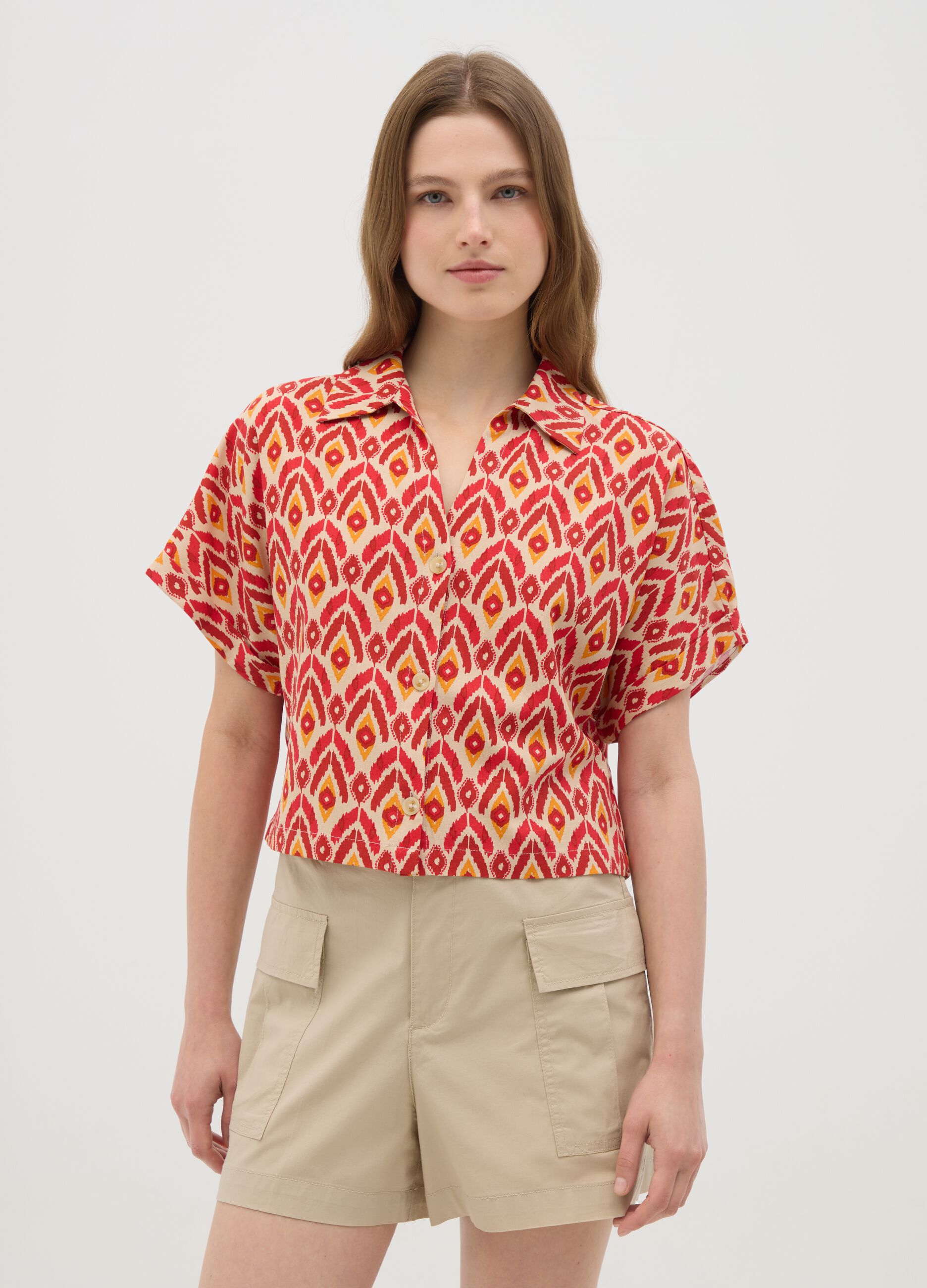 Women's Multicolour Linen Blend Shirt Regular Fit
