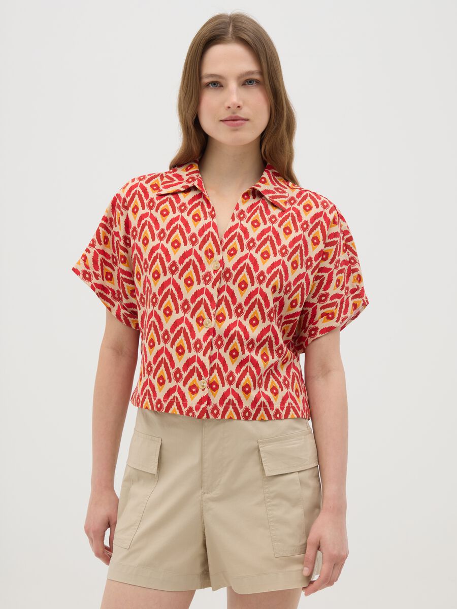 Women's Multicolour Linen Blend Shirt Regular Fit_0
