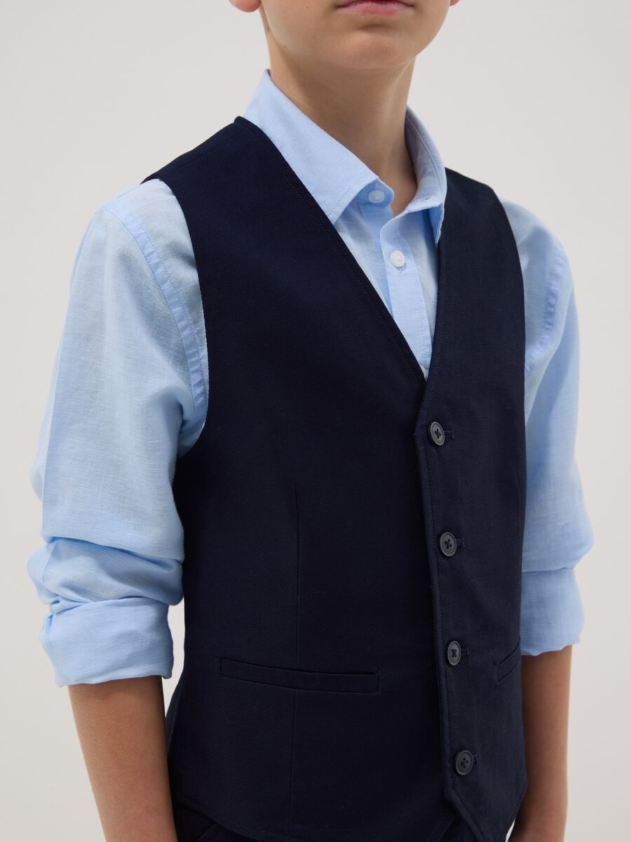 Boys' regular fit blue stretch cotton waistcoat_1